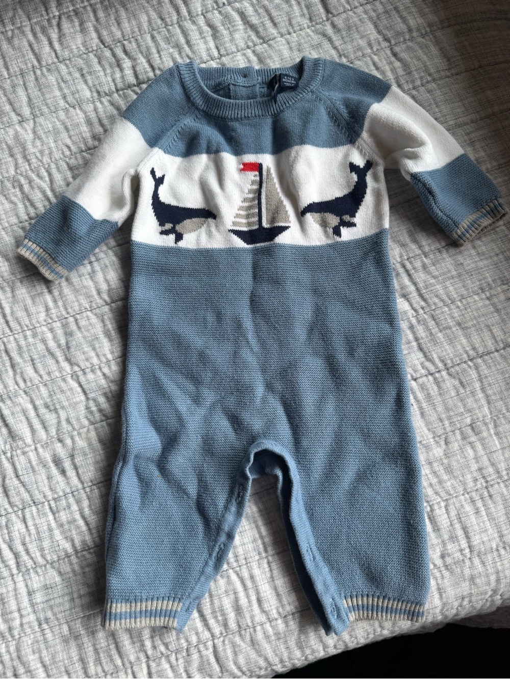 Blue Whale & Sailboat Knit One-Piece - Baby
